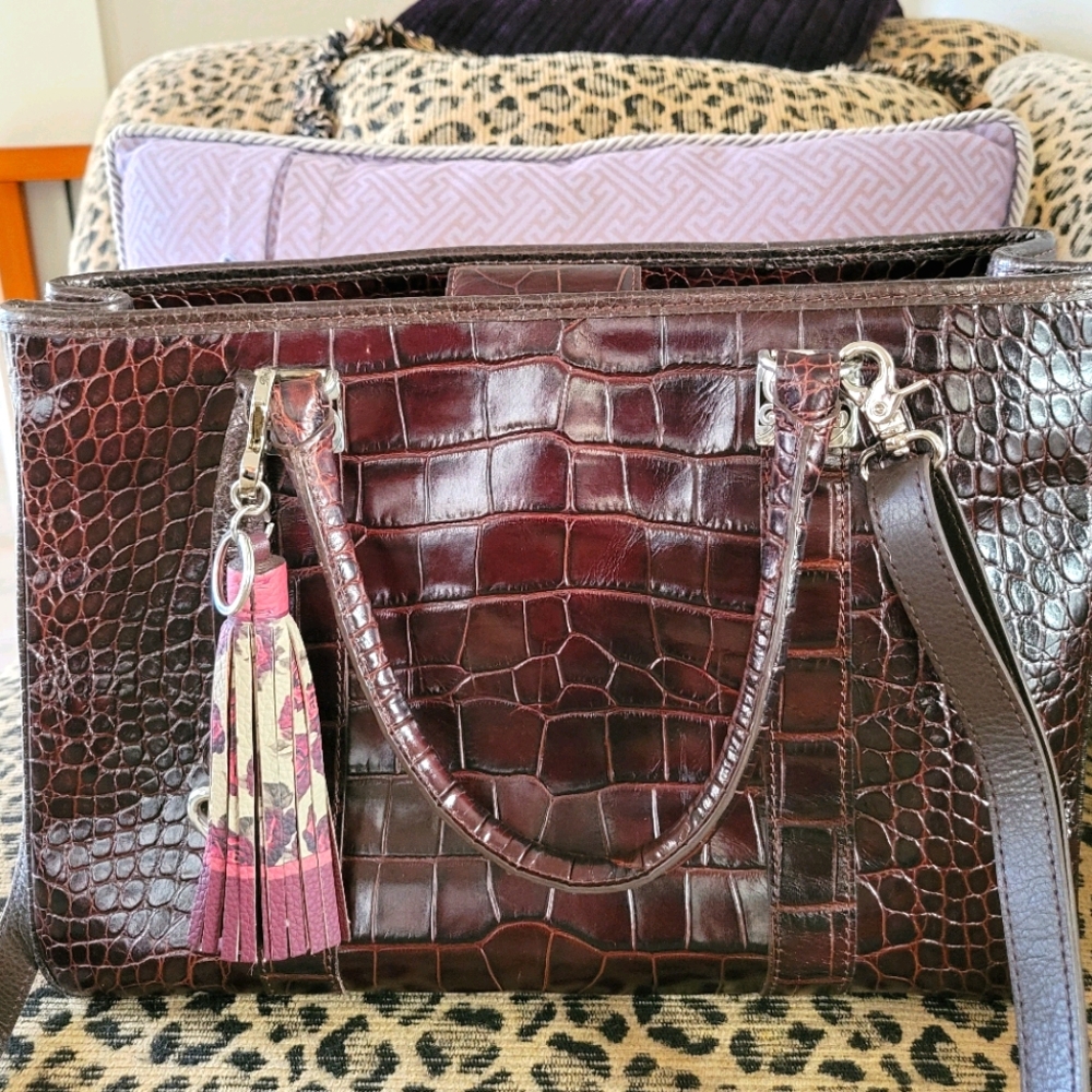 Brighton embossed convertible satchel